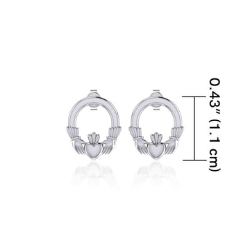 Irish Claddagh Silver Post Earrings TER1752 - Jewelry